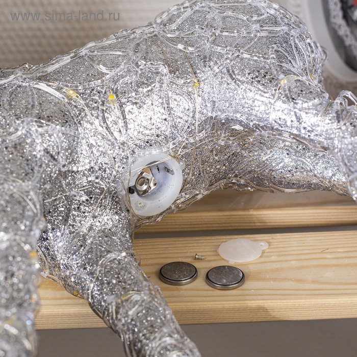 Светодиодная фигура «Олень серебристый» 30 × 46 × 15 см, акрил, батарейки CR2032х2 (в комплекте), свечение тёплое белое Светодиодная фигура «Олень серебристый» 30 × 46 × 15 см, акрил, батарейки CR2032х2 (в комплекте), свечение тёплое белое