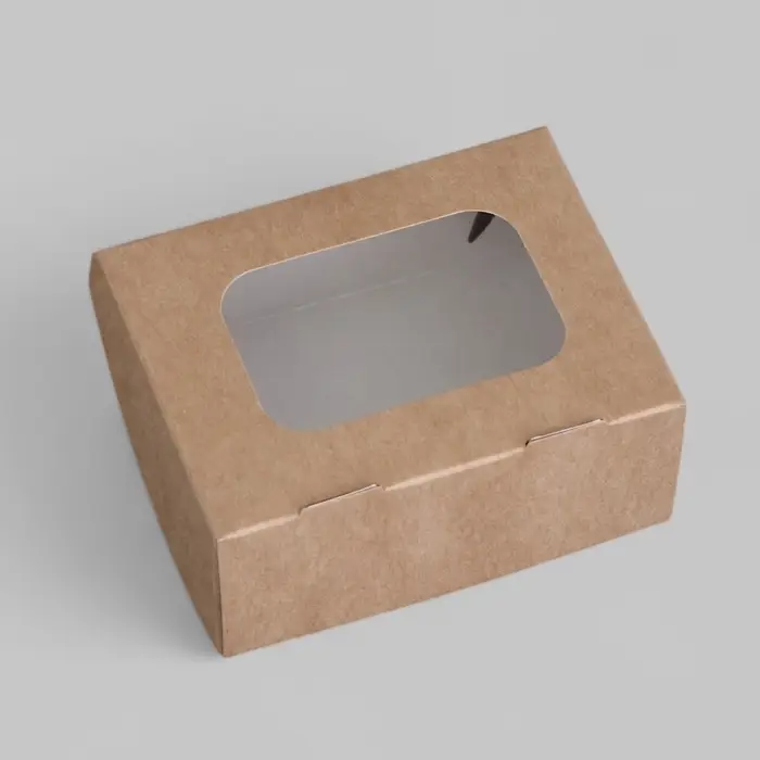 Коробка складная, с окном, крафтовая, 9&times;7&times;4 см