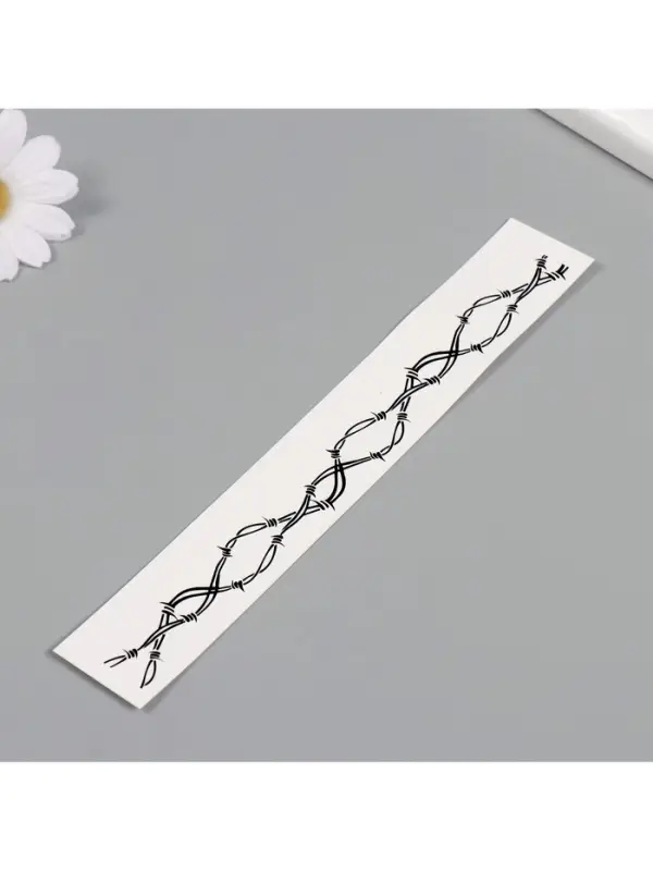 Переводная тату на тело чёрная &laquo;Браслет. Колючая проволока. Волны&raquo;, 20&times;3 см