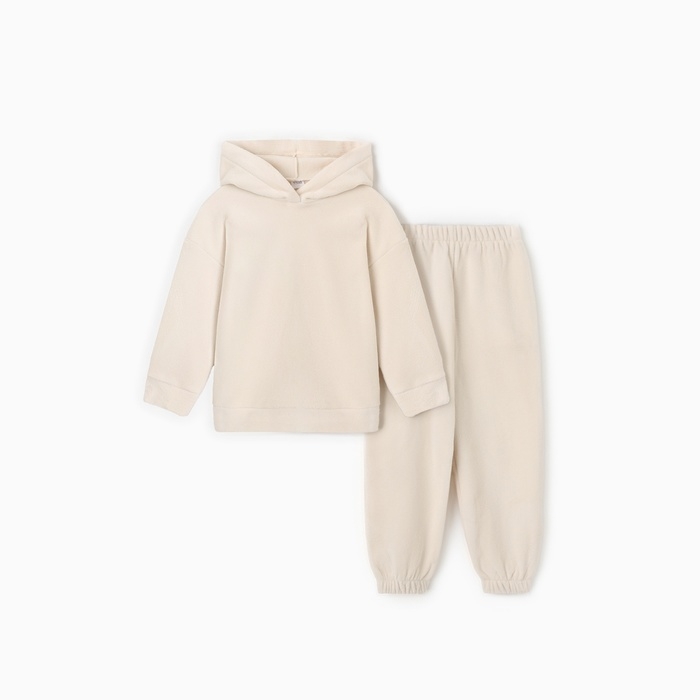 Костюм флисовый (худи и брюки) детский MINAKU: Fleece Soft, цвет бежевый, рост 116 см