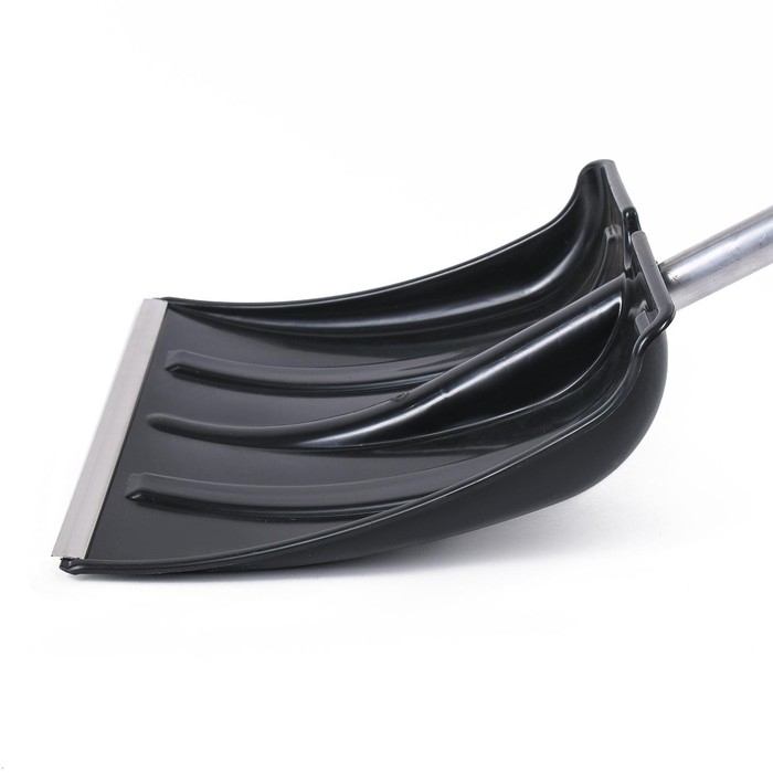Лопата для уборки снега, автомобильная, пластиковый ковш 380 &times; 370 мм, алюминиевая планка, алюминиевый черенок, с ручкой