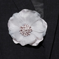 Брошь-заколка текстильная &laquo;Цветок&raquo; анютины глазки, цвет серый