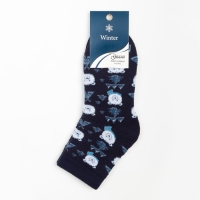 Носки женские новогодние махровые &laquo;Мишки&raquo;, цвет тёмно-синий, размер 23-25