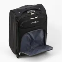 Чемодан 20", Текст, 37*23*55, отд на молнии, 2 нар/карм, увелич, код замок, 4 колеса, черный   10872