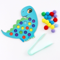 Сортер деревянный &laquo;Дино&raquo; с помпонами и пинцетом, 15 х 21 см