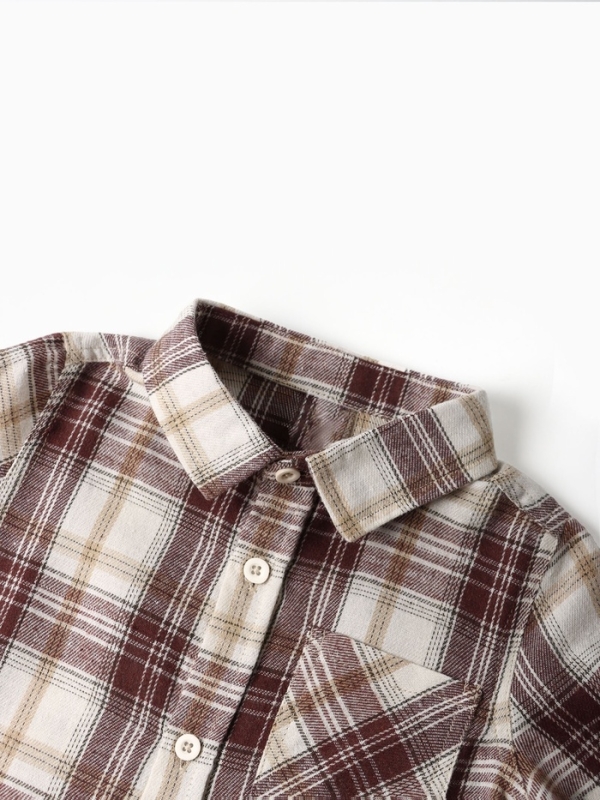 Рубашка фланелевая Крошка Я, р.74-80 см, коричневый