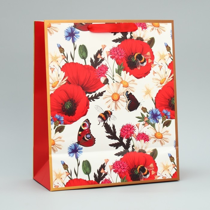 Пакет подарочный, упаковка, &laquo;Яркий букет&raquo;, 30.5 х 25.4 х 12.7 см