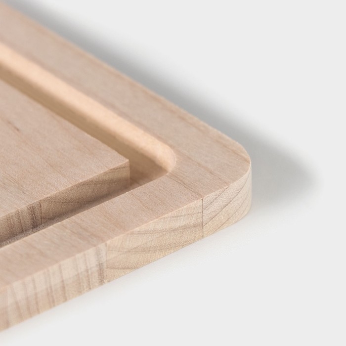 Доска разделочная с желобом Доляна &laquo;Классика&raquo; 30&times;20&times;0,8 см, массив берёзы