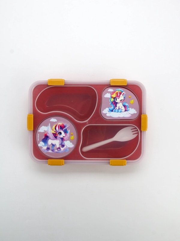 Ланч - бокс с 4 секциями &laquo;Единорог&raquo;, 23 х 17 х 5,5 см, розовый