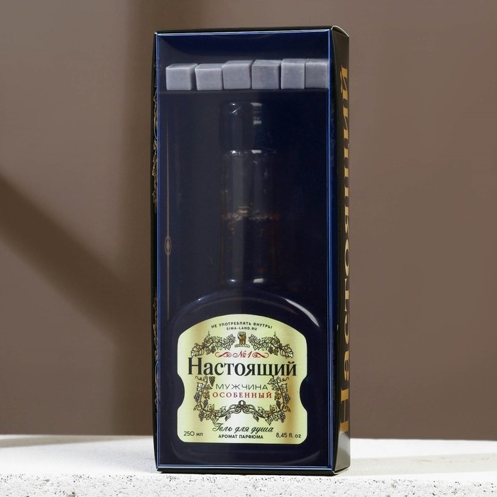 Подарочный набор косметики &laquo;Настоящий мужчина&raquo;, гель для душа во флаконе коньяка 250 мл и мыло для рук 5 шт, HARD LINE