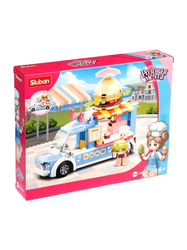 Конструктор Розовая мечта "Бургерная на колесах", 154 детали, 6+