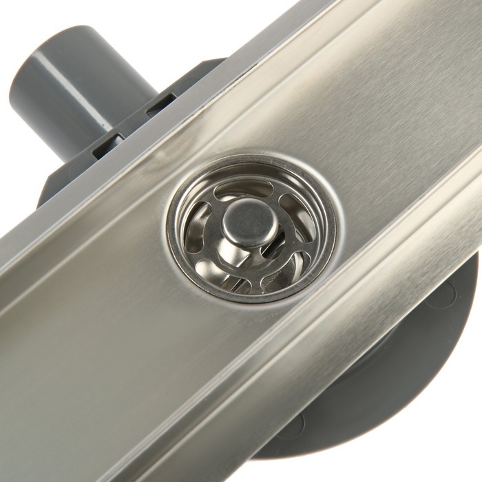 Трап ZEIN engr, c флaнцeм свободного вращ 360&deg;, 7*60 см, d=40/50 мм, нерж сталь, сатин