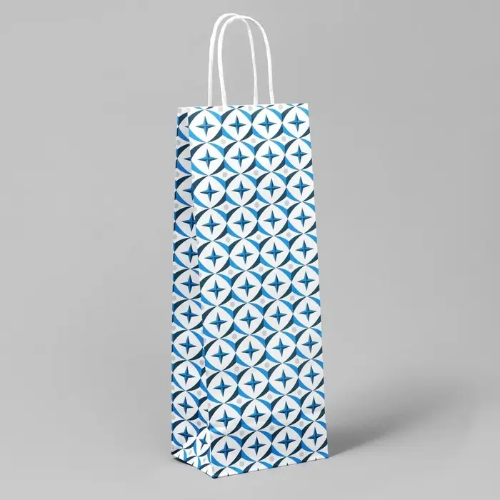 Пакет подарочный под бутылку, упаковка, &laquo;Геометрия&raquo;, белый крафт, 13 х 36 х 10 см