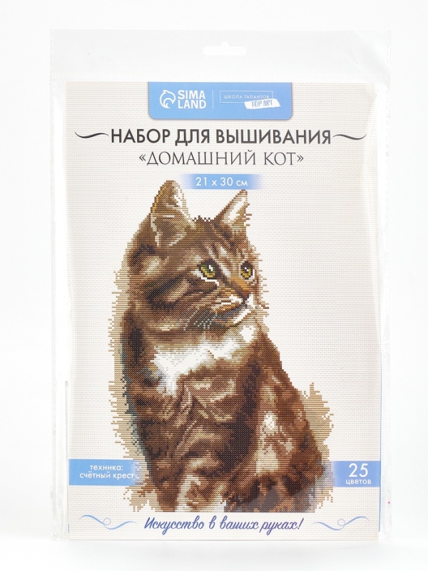 Вышивка крестиком 21х30 см "Домашний кот"