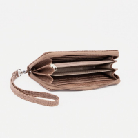 Кошелёк женский на молнии, с ручкой, цвет бежевый