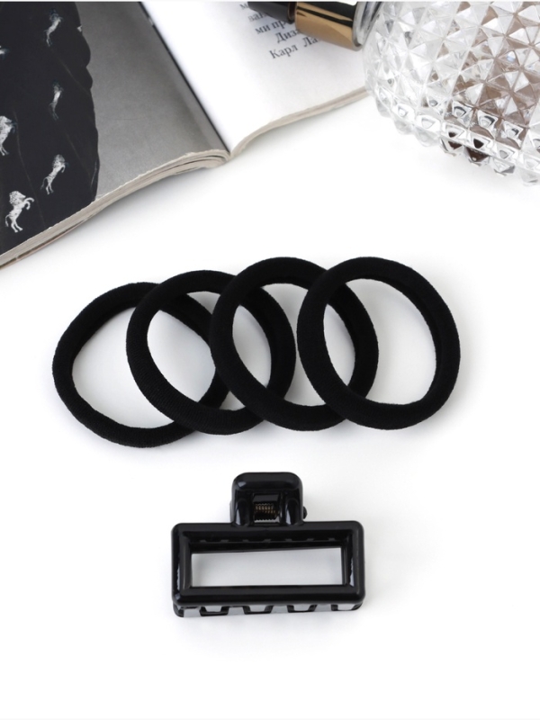 Набор для волос &laquo;Вивьен&raquo;, 4 резинки 5.5 см, краб 4.5 см, классика, чёрный