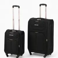 Чемодан 20", Текст, 37*23*55, отд на молнии, 2 нар/карм, увелич, код замок, 4 колеса, черный   10872