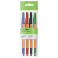 Набор шариковых ручек Стамм "Оптима" 4 штуки, 4 цвета, узел 1,0 мм, оранжевый корпус, европодвес