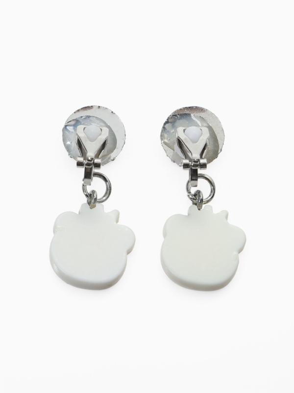 Серьги-клипсы детские "Выбражулька" панда с короной с кругом кристалл, цветные