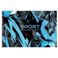 Альбом для рисования А4, 24 листа, на гребне, Sport, обложка мелованный картон, блок офсет 100 г/м&sup2;, МИКС
