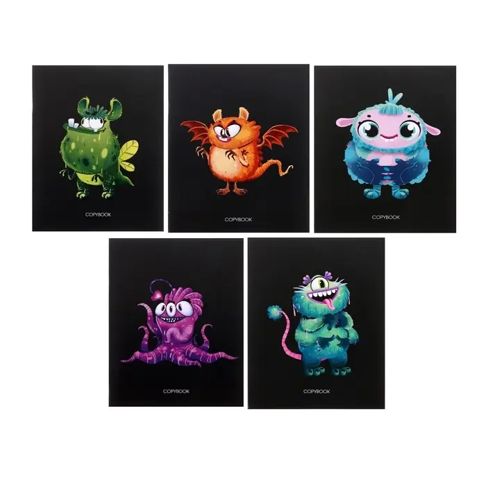 Тетрадь 48 листов в клетку, Calligrata &laquo;Инопланетные друзья&raquo;, обложка мелованный картон, МИКС