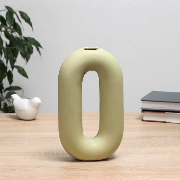 Ваза керамика настольная Ваза керамика настольная "Линд" зеленая, 12х5х20 см