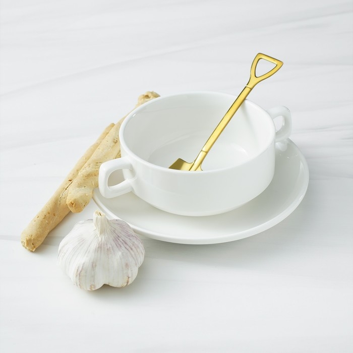 Ложка десертная из нержавеющей стали Magistro &laquo;Лопата&raquo;, длина 15,5 см, форма прямоугольная, цвет золотой