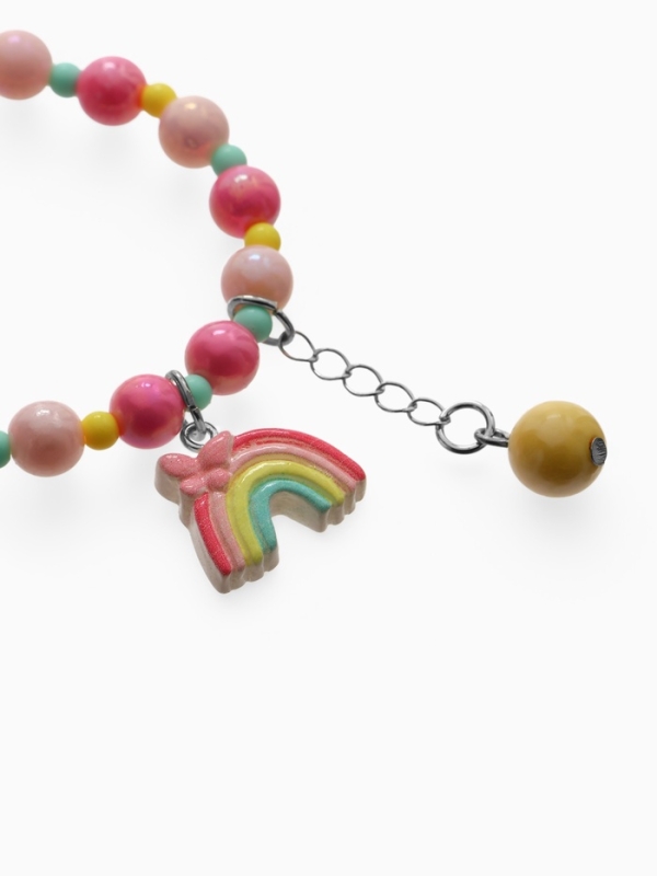 Браслет детский "Выбражулька" бусина на цепочке и радуга, цветной