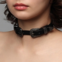 Чокер &laquo;Искушение&raquo; ремешок, цвет чёрный в чернёном серебре, 40 см