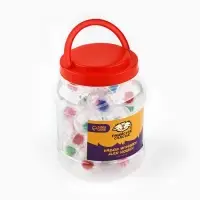 Шарик для кошек с помпошкой, 4 см, фасовка в банку по 25 шт, МИКС