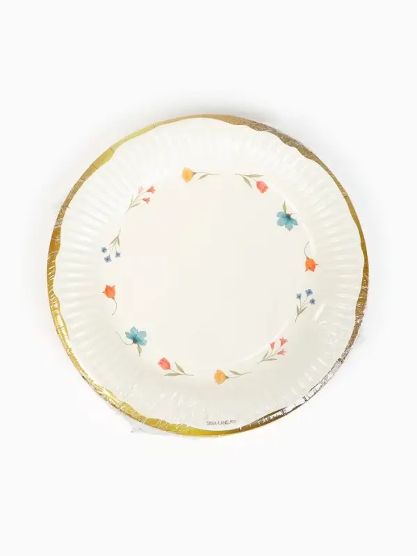 Тарелка одноразовая бумажная &laquo;Керамика с цветами&raquo;, 18 см