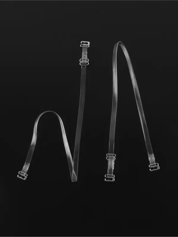 Лямки для бюстгальтера, силиконовые, фурнитура металл, 0.5 см, 37 см, пара, прозрачные
