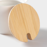 Банки для хранения сыпучих продуктов с ложками на бамбуковой подставке BellaTenero, 7 предметов: 3 банки 150 мл, 3 ложки, фарфоровая, цвет белый