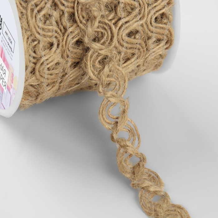 Тесьма декоративная холщовая &laquo;Коса&raquo;, 10 мм, 10 &plusmn; 0,5 м, цвет бежевый