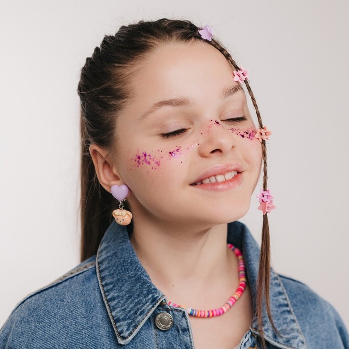 Комплект детский 2 предмета: клипсы, глиттер &laquo;Бабочки&raquo;, цветной в золоте