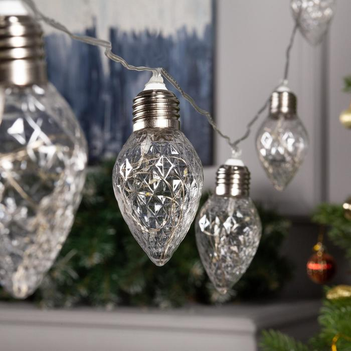 Гирлянда &laquo;Нить&raquo; 3 м с насадками &laquo;Лампочки шишки&raquo;, IP20, прозрачная нить, 80 LED, свечение мульти, 8 режимов, 220 В