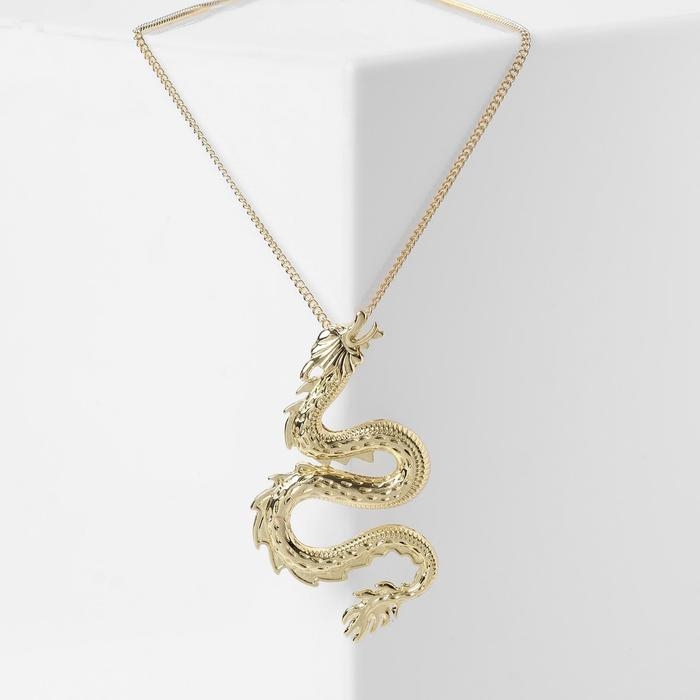 Кулон &laquo;Дракон&raquo; извивающийся, цвет золото, L=46 см