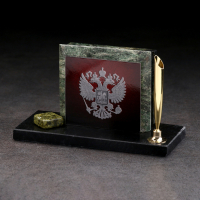 Набор настольный "Герб на красном фоне", змеевик