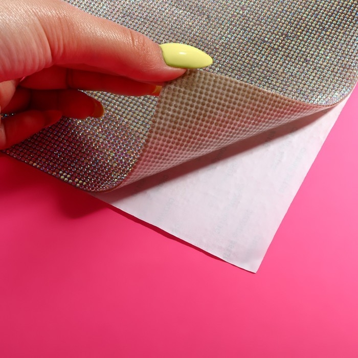 Стразы самоклеящиеся на листе, с голографией, d = 2 мм, 40 &times; 24 см, цвет серебряный