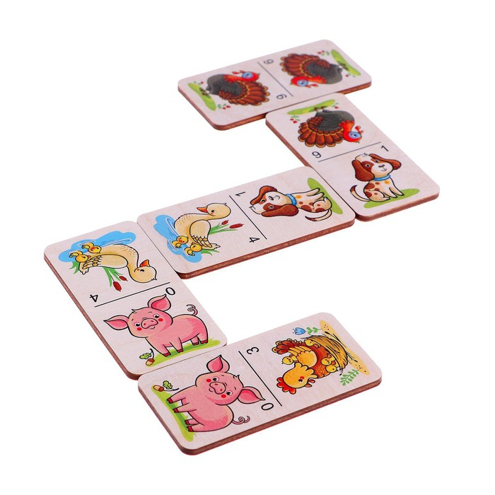 Домино большое &laquo;На ферме&raquo; 28 деревянных фишек