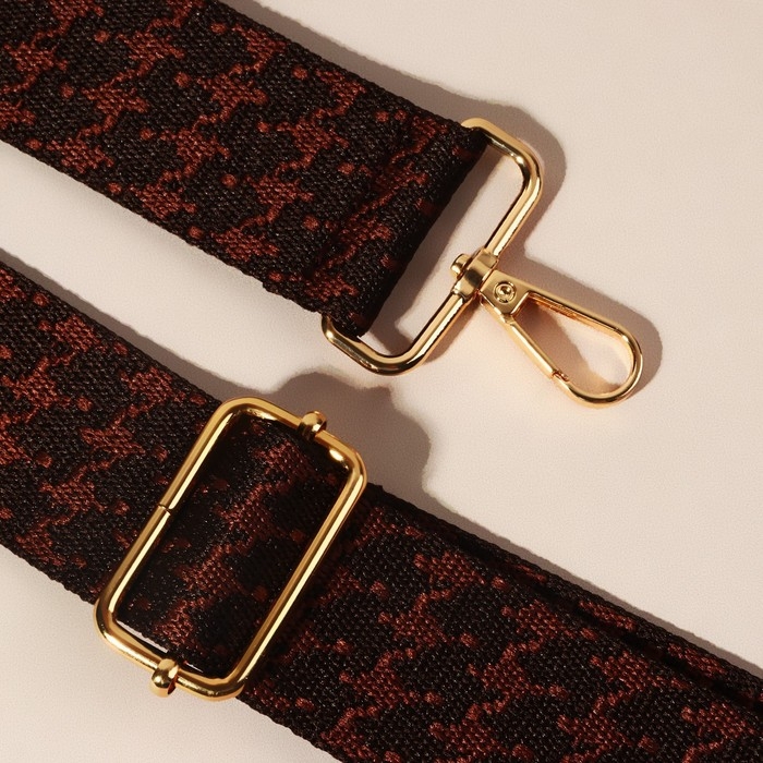 Ручка для сумки &laquo;Гусиная лапка&raquo;, стропа, 135 &plusmn; 3 &times; 3,8 см, цвет коричневый/золотой