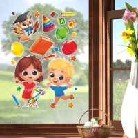 Наклейки витражные на Выпускной &laquo;Выпускной в детском саду&raquo;, 33 х 50,5 см