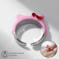 Кольцо &laquo;Монстрик&raquo; уши с бантиком, цвет розовый в серебре, безразмерное