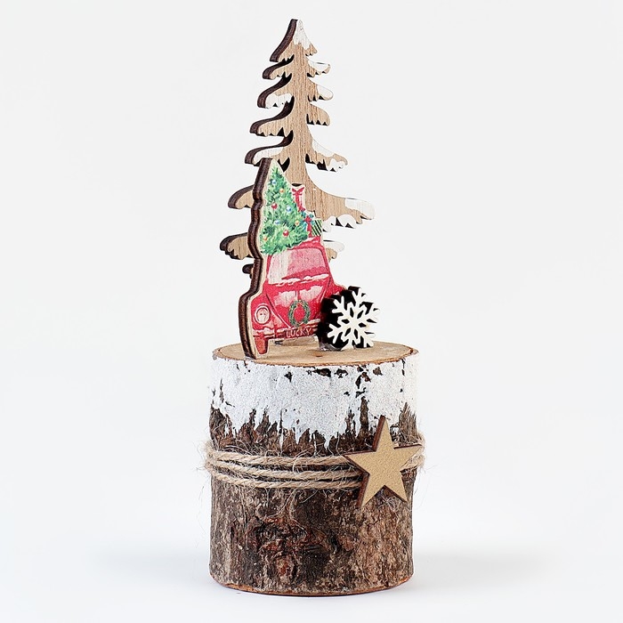Новогодний декор «Новогоднее авто на пеньке» 7 × 7 × 17 см Новогодний декор «Новогоднее авто на пеньке» 7 × 7 × 17 см
