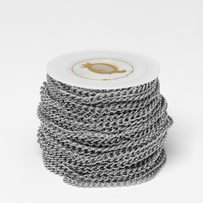 Цепочка железная без карабина на бобине, 0,3&times;0,3&times;0,1см, L=10м, цвет серебро