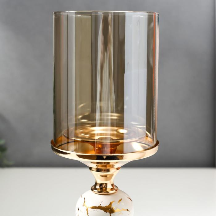 Подсвечник металл на 1 свечу "Мраморный шар с золотом" 29х11,5х11,5 см