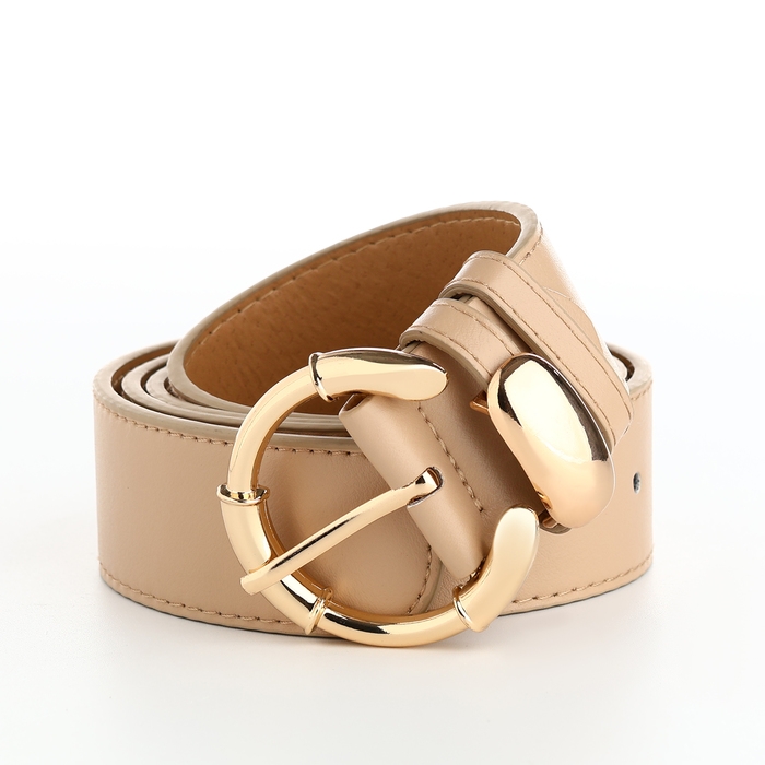 Ремень женский, ширина 4 см, винт, пряжка золото, цвет бежевый Ремень женский, ширина 4 см, винт, пряжка золото, цвет бежевый