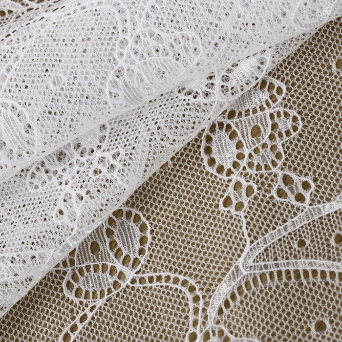 Кружевная эластичная ткань, 190 мм × 2,7 ± 0,5 м, цвет белый Кружевная эластичная ткань, 190 мм × 2,7 ± 0,5 м, цвет белый