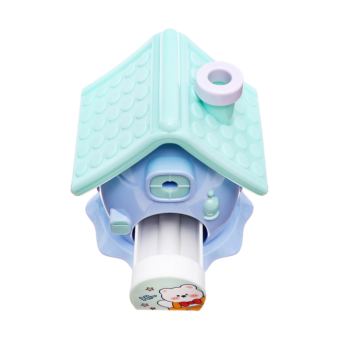 Точилка механическая с контейнером, 5 видов заточки, Домик синий