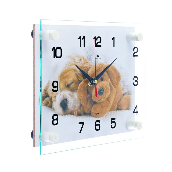 Часы настенные, интерьерные Часы настенные, интерьерные "Щенок и мишка", бесшумные, 20 х 26 см